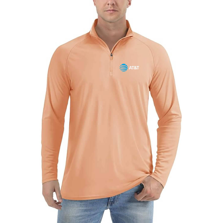 Men's AT&T Lightweight Quarter-Zip Athletic Shirt Long Sleeve Polyester Wear
