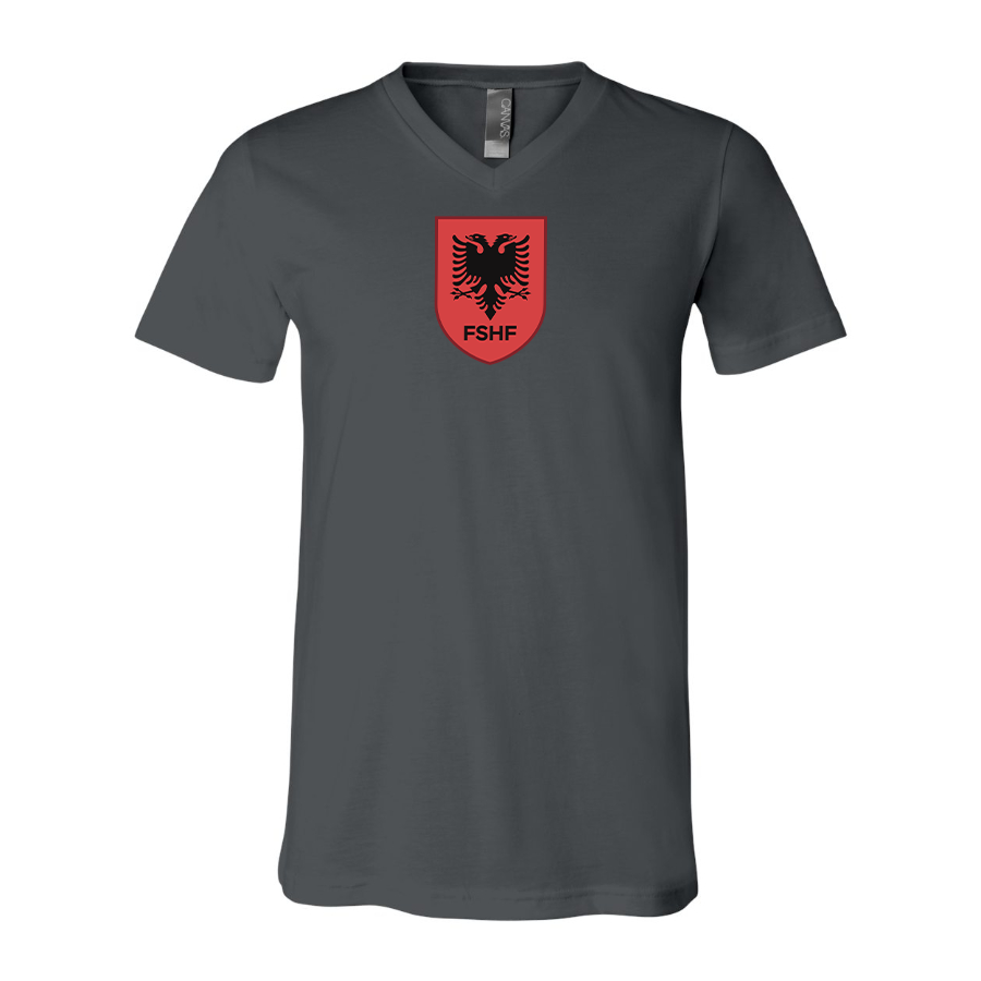 Men’s Albania National Soccer Team - BELLA + CANVAS - Jersey V-Neck Tee - 3005