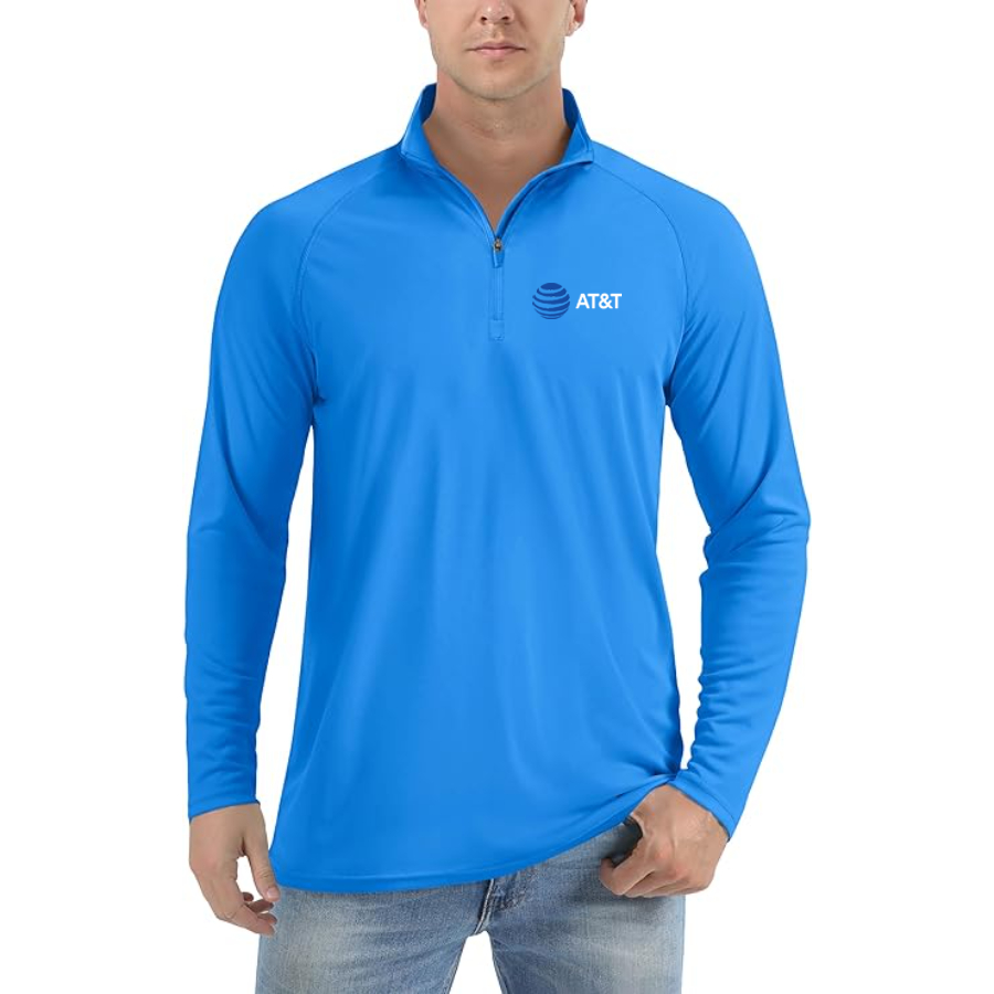 Men's AT&T Lightweight Quarter-Zip Athletic Shirt Long Sleeve Polyester Wear