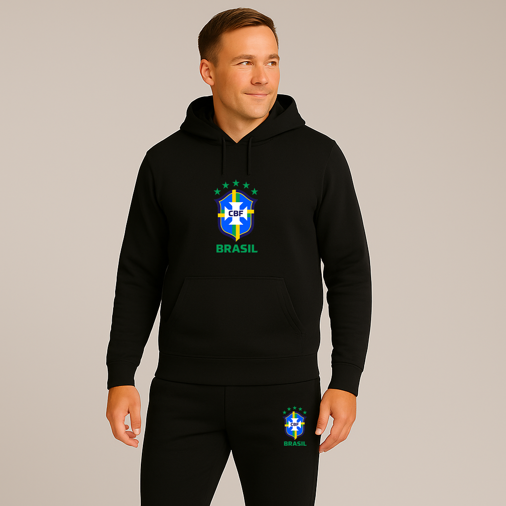 Men's Brasil National Soccer Team Hoodie Joggers Set