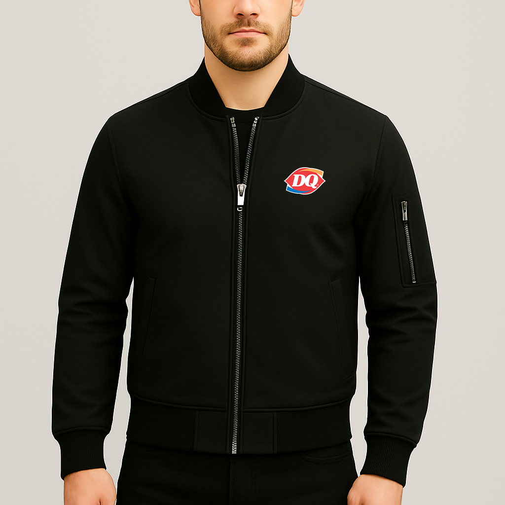 Men's  DQ Dairy Queen Lightweight Bomber Jacket Windbreaker Softshell Varsity Jacket Coat