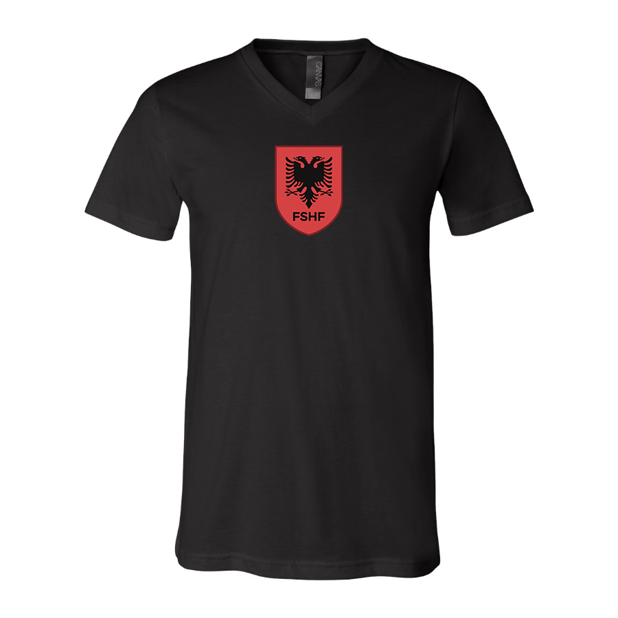 Men’s Albania National Soccer Team - BELLA + CANVAS - Jersey V-Neck Tee - 3005