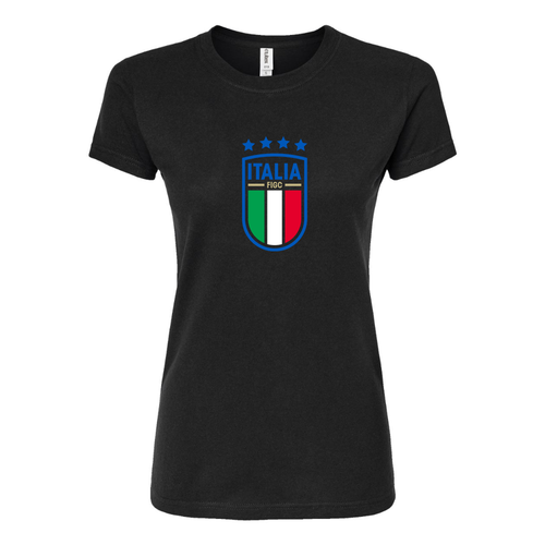 Women's Italy National Soccer Round Neck T-Shirt