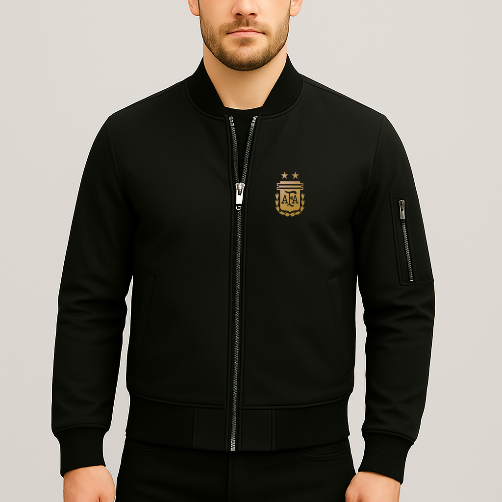 Men's Argentina Soccer Lightweight Bomber Jacket Windbreaker Softshell Varsity Jacket Coat