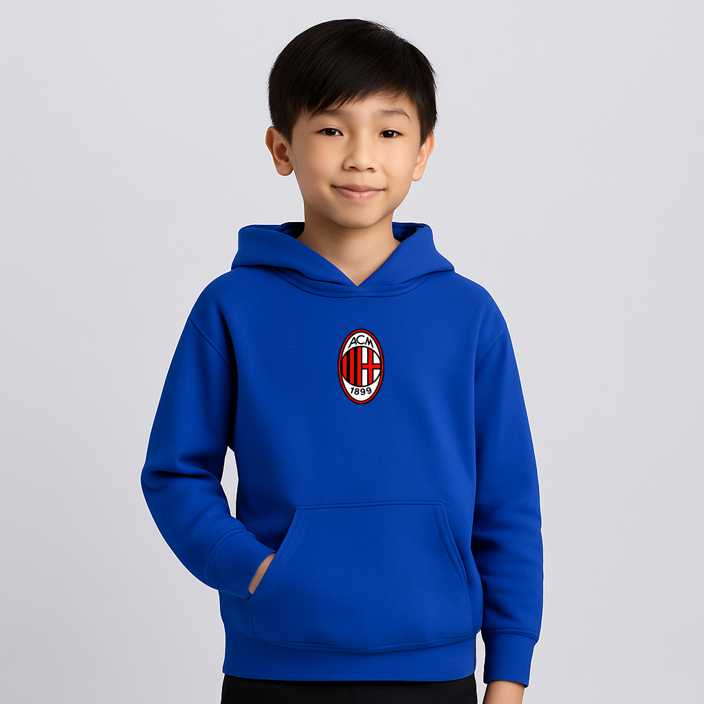 Youth Kids AC Milan Soccer Pullover Hoodie