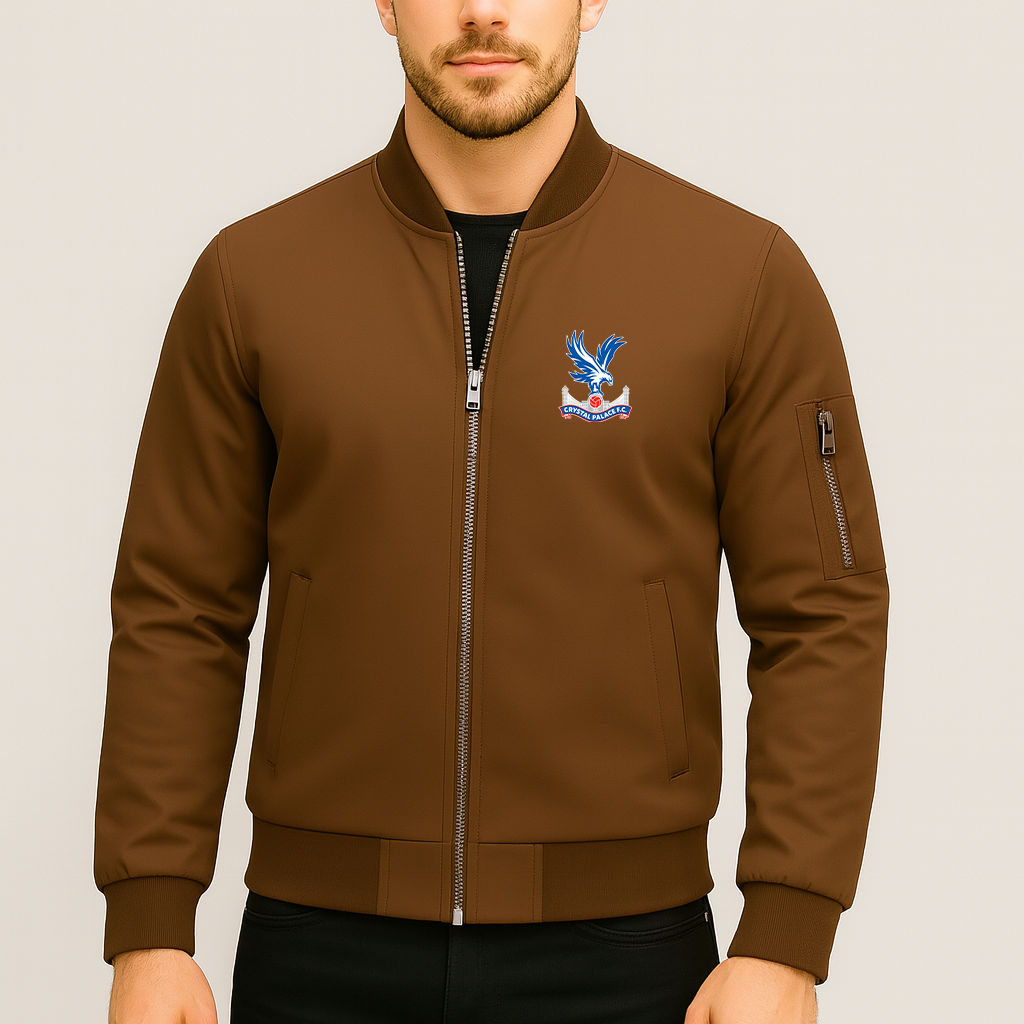 Men's Crystal Palace F.C Lightweight Bomber Jacket Windbreaker Softshell Varsity Jacket Coat