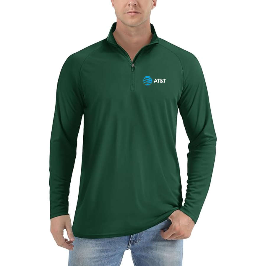 Men's AT&T Lightweight Quarter-Zip Athletic Shirt Long Sleeve Polyester Wear