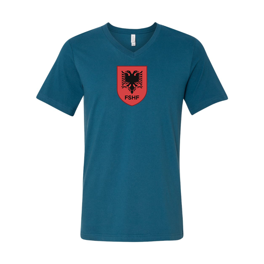 Men’s Albania National Soccer Team - BELLA + CANVAS - Jersey V-Neck Tee - 3005
