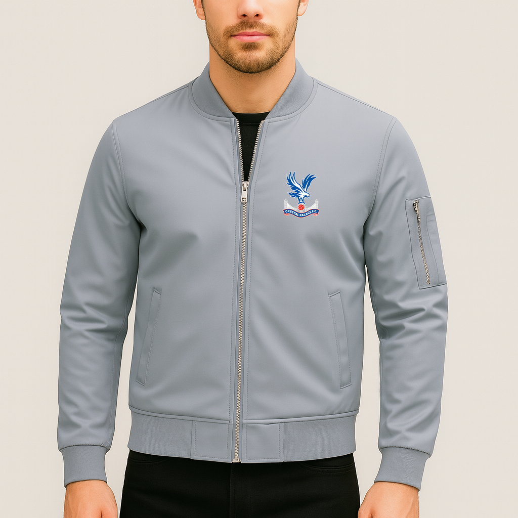 Men's Crystal Palace F.C Lightweight Bomber Jacket Windbreaker Softshell Varsity Jacket Coat