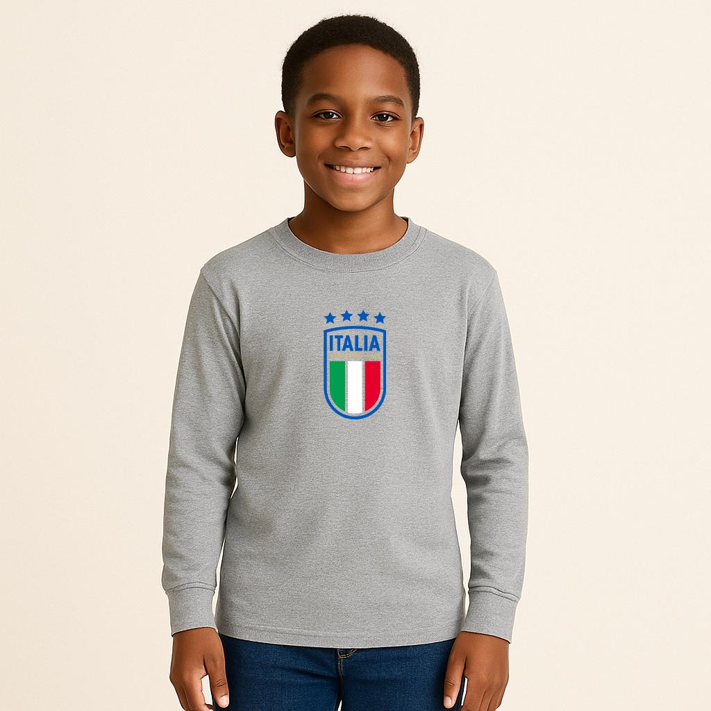Youth Kids Italy National Soccer Team Long Sleeve T-Shirt