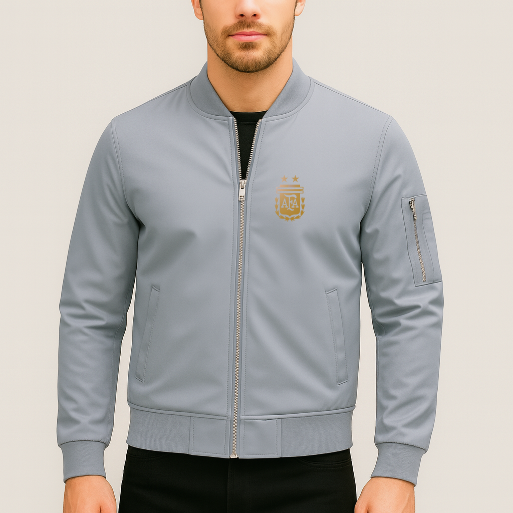 Men's Argentina Soccer Lightweight Bomber Jacket Windbreaker Softshell Varsity Jacket Coat