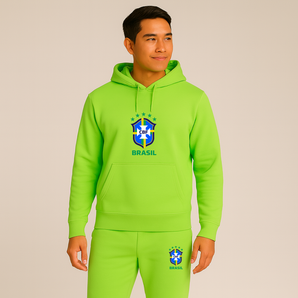 Men's Brasil National Soccer Team Hoodie Joggers Set