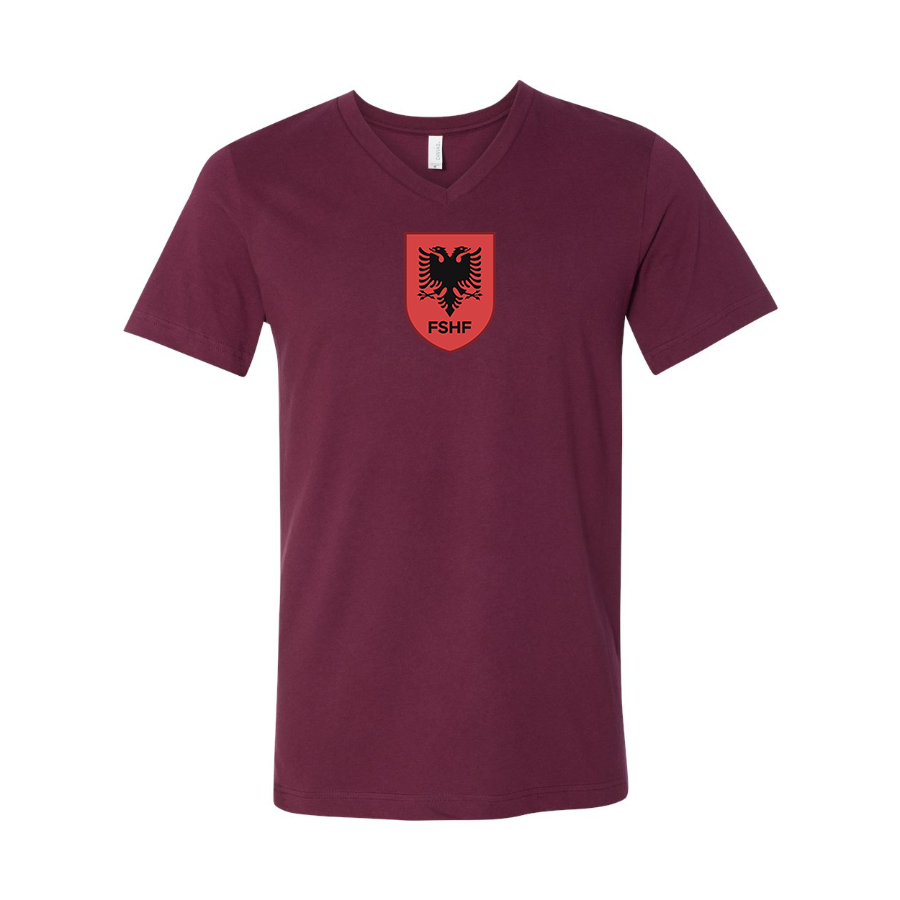 Men’s Albania National Soccer Team - BELLA + CANVAS - Jersey V-Neck Tee - 3005