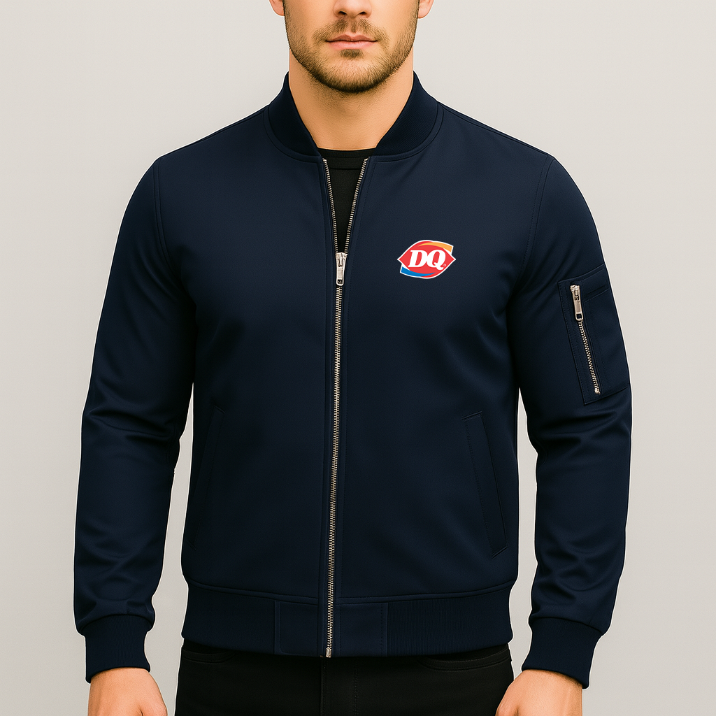 Men's  DQ Dairy Queen Lightweight Bomber Jacket Windbreaker Softshell Varsity Jacket Coat