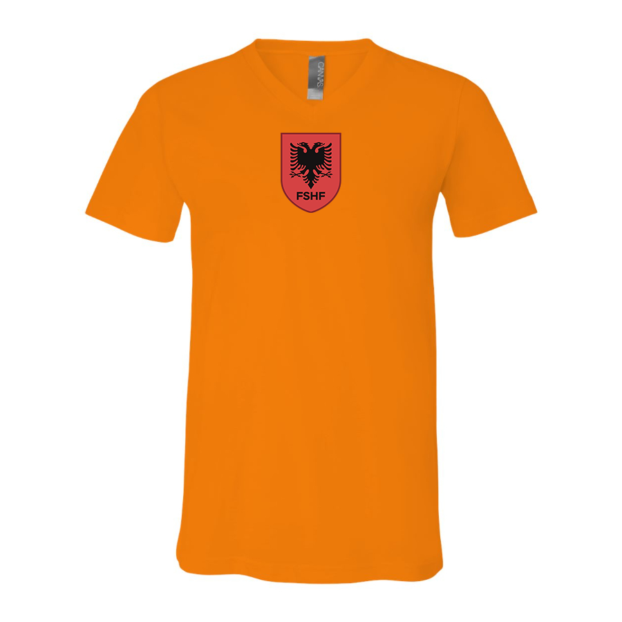 Men’s Albania National Soccer Team - BELLA + CANVAS - Jersey V-Neck Tee - 3005