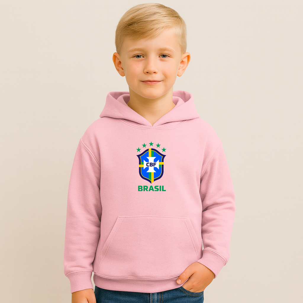 Youth Kids Brasil National Soccer Team Pullover Hoodie