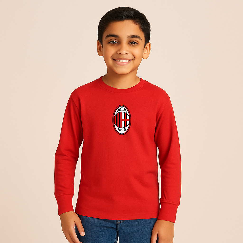 Youth Kids AC Milan Soccer Long Sleeve T-Shirt