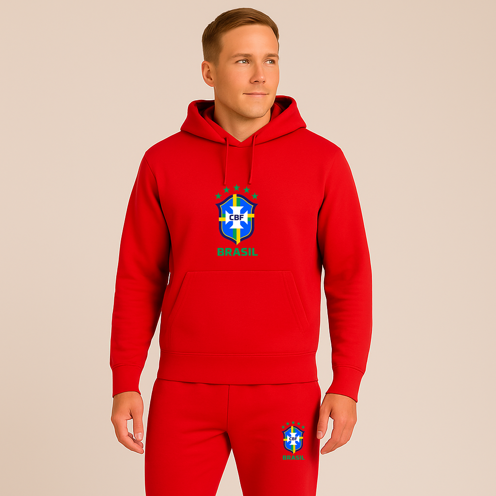 Men's Brasil National Soccer Team Hoodie Joggers Set