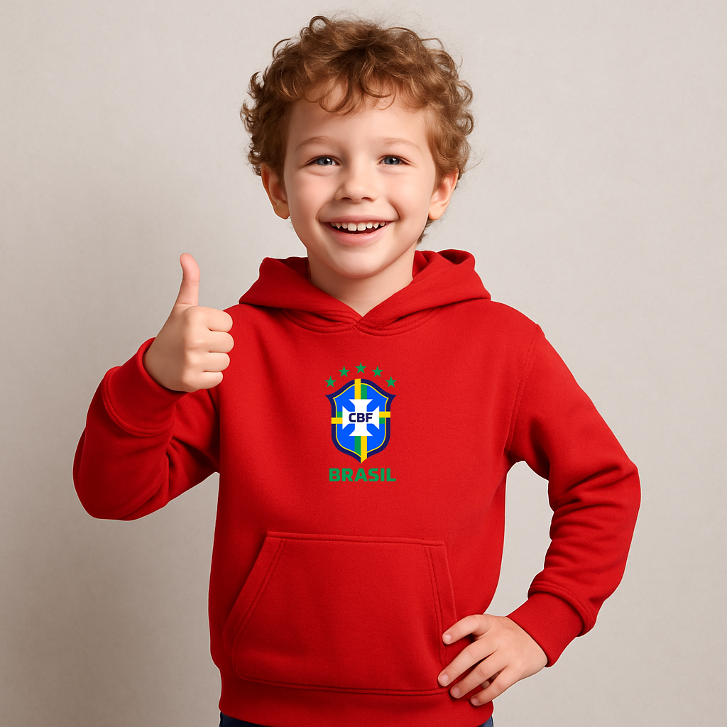 Youth Kids Brasil National Soccer Team Pullover Hoodie