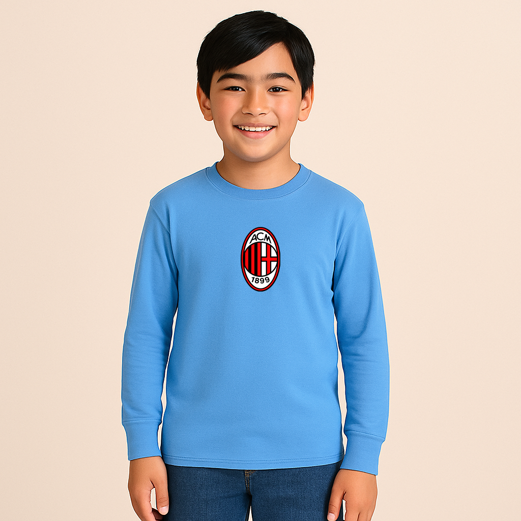 Youth Kids AC Milan Soccer Long Sleeve T-Shirt