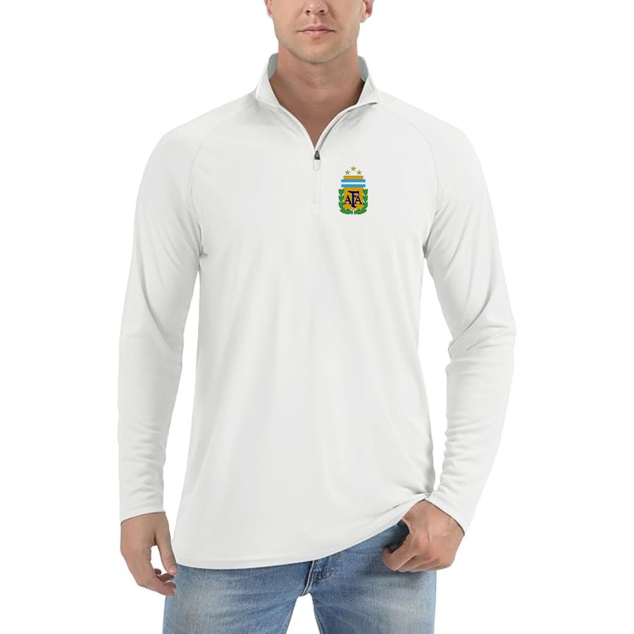 Men’s Argentina National Soccer - Lightweight Quarter-Zip Athletic Shirt – Long Sleeve Performance Wear