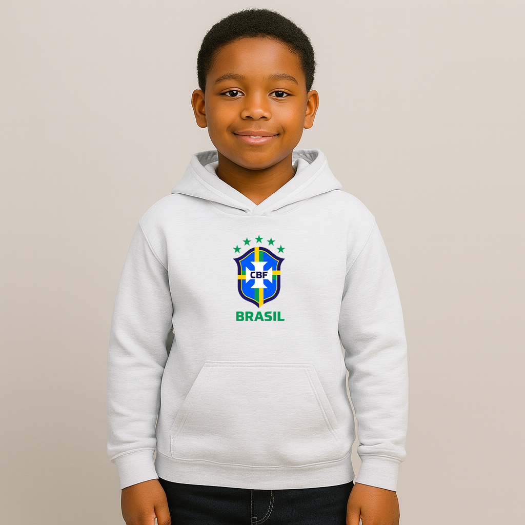 Youth Kids Brasil National Soccer Team Pullover Hoodie