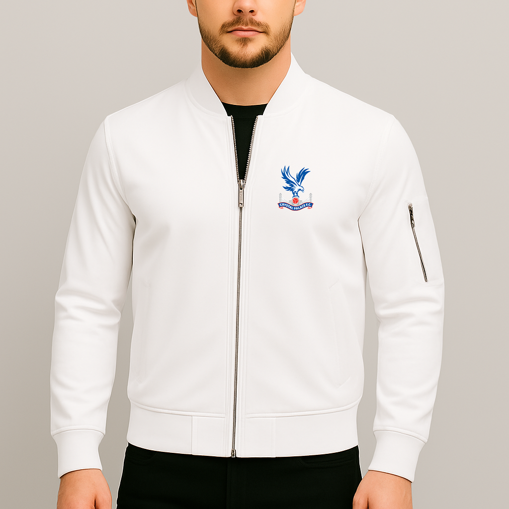 Men's Crystal Palace F.C Lightweight Bomber Jacket Windbreaker Softshell Varsity Jacket Coat