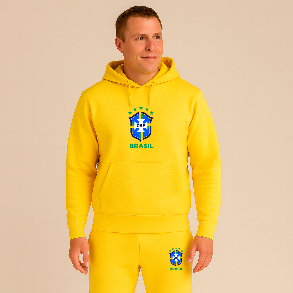 Men's Brasil National Soccer Team Hoodie Joggers Set
