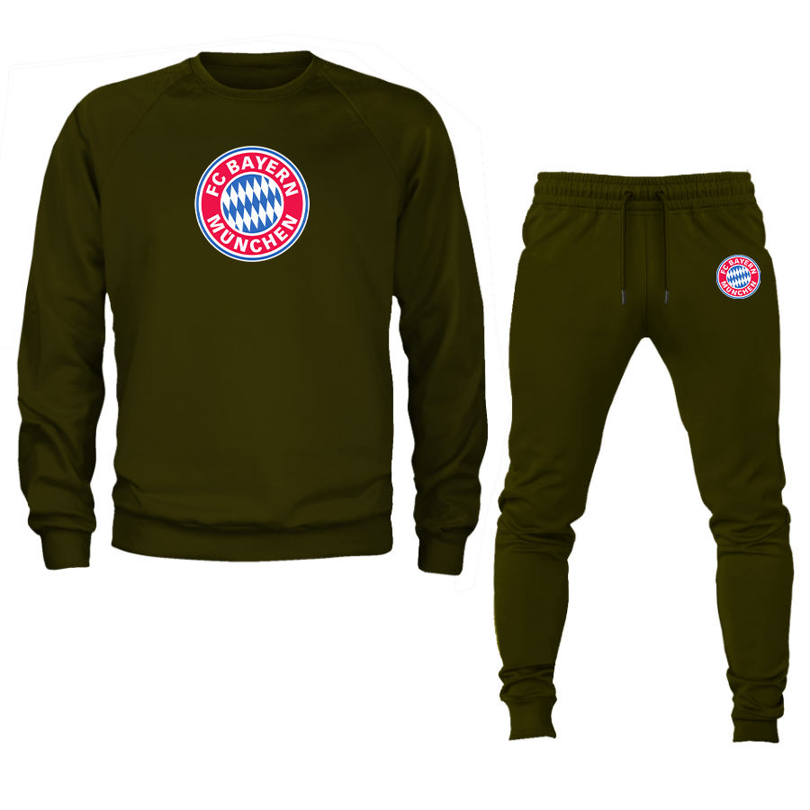 Men's F.C. Bayern Munchen Soccer Logo Crewneck Sweatshirt Joggers Suit