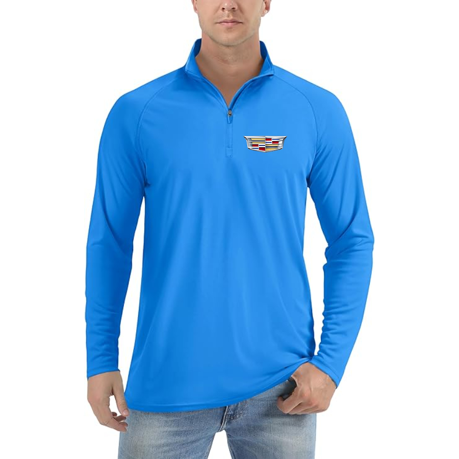 Men’s Cadillac Car - Lightweight Quarter-Zip Athletic Shirt – Long Sleeve Polyester Wear