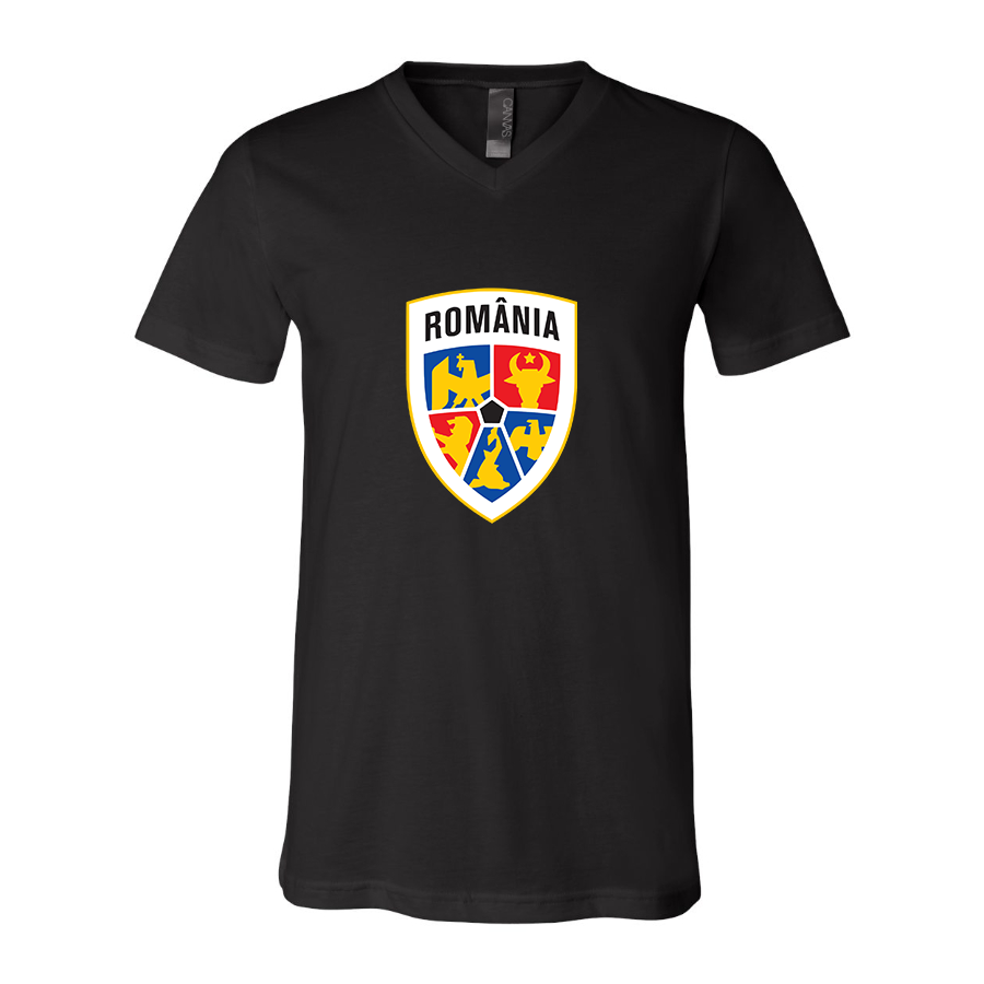Men’s  Romania National Soccer Team - BELLA + CANVAS - Jersey V-Neck Tee - 3005