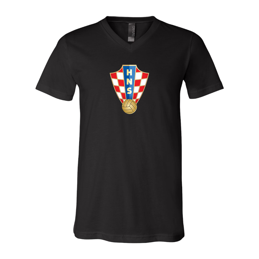 Men’s Croatia National Soccer Team - BELLA + CANVAS - Jersey V-Neck Tee - 3005