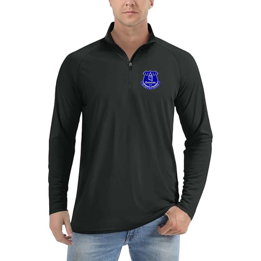 Men’s  Everton FC - Lightweight Quarter-Zip Athletic Shirt – Long Sleeve Performance Wear