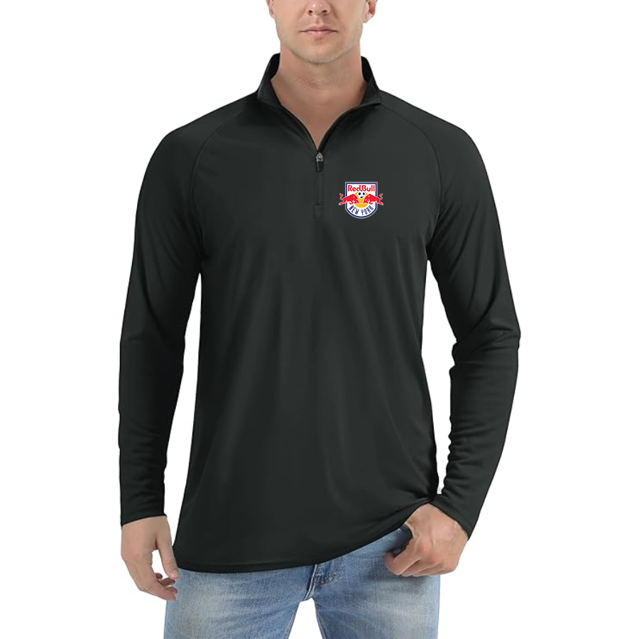 Men’s New York Red Bulls FC - Lightweight Quarter-Zip Athletic Shirt – Long Sleeve Performance Wear