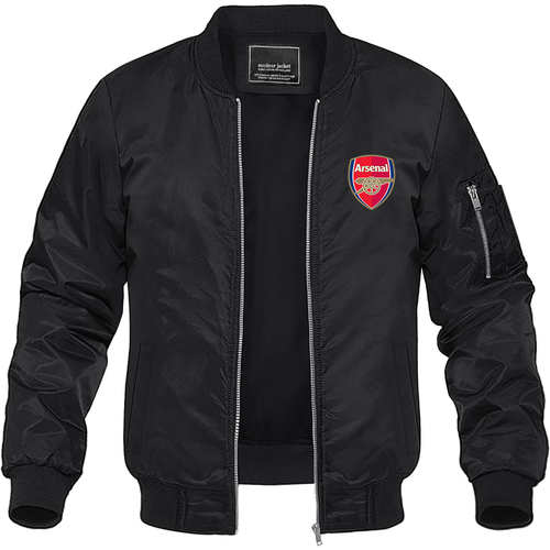 Men's Arsenal Soccer Lightweight Bomber Jacket Windbreaker Softshell Varsity Jacket Coat