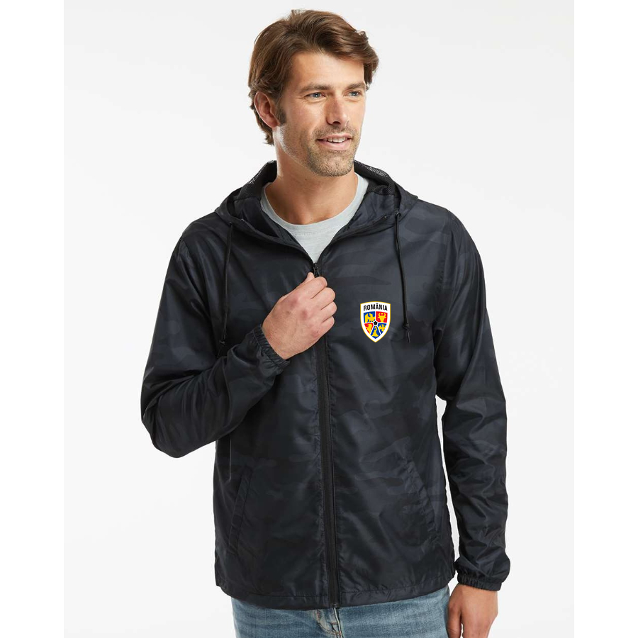 Men’s  Romania National Soccer Team  - Independent Trading Co. - Lightweight Windbreaker Full-Zip Jacket - EXP54LWZ