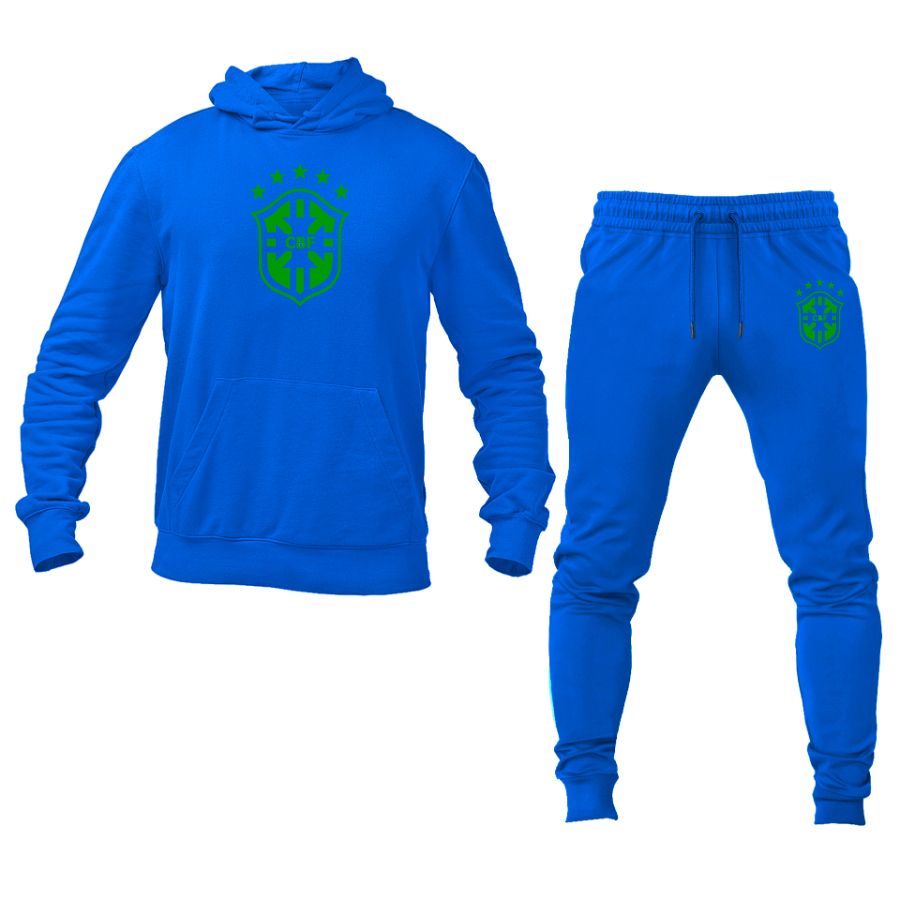 Men's Brazil Soccer Logo Hoodie Joggers Set