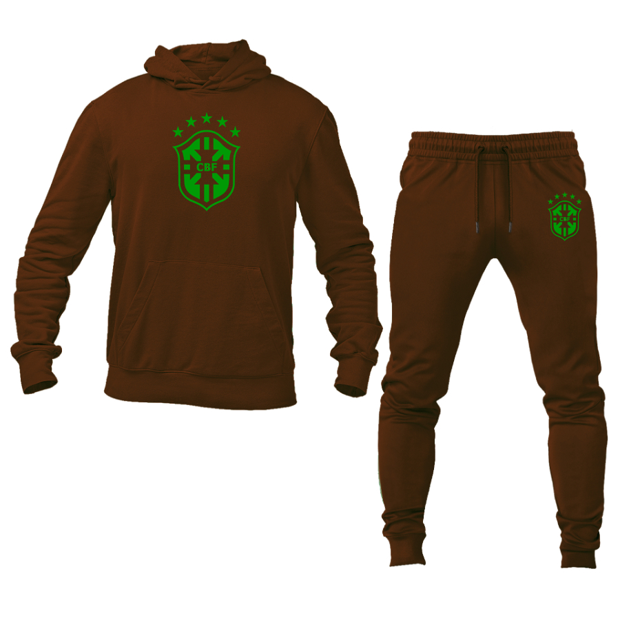 Men's Brazil Soccer Logo Hoodie Joggers Set