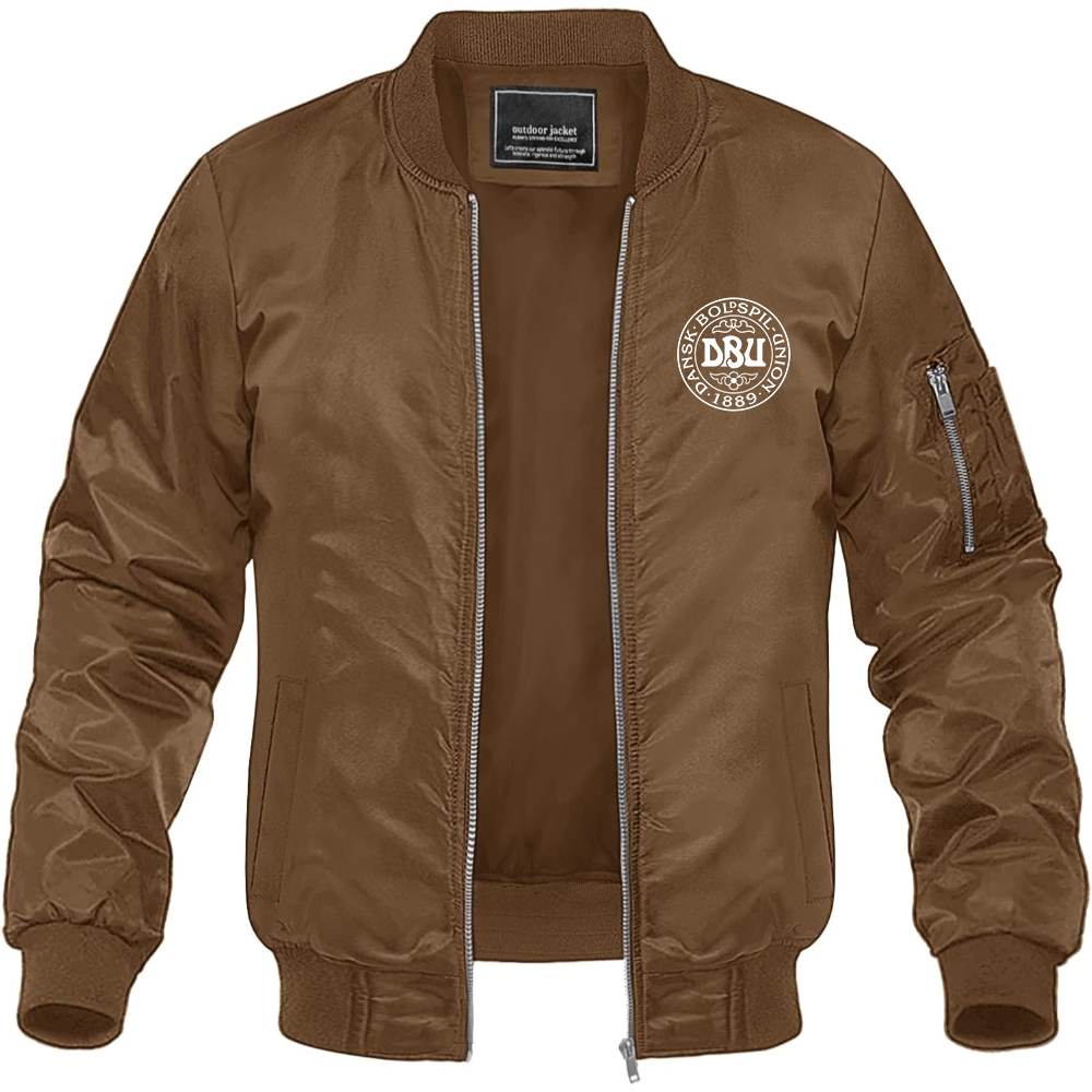 Men's Denmark Soccer Lightweight Bomber Jacket Windbreaker Softshell Varsity Jacket Coat