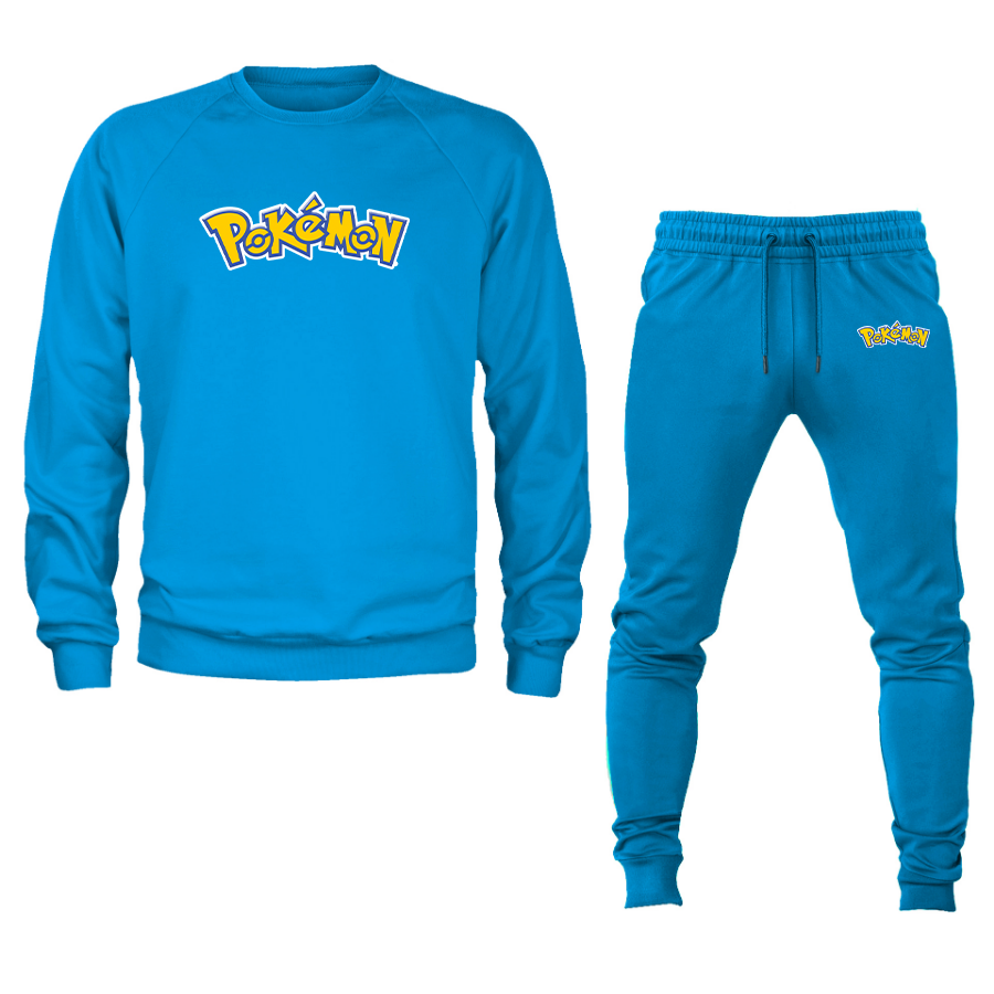 Men's Pokemon Cartoon Crewneck Sweatshirt Joggers Suit