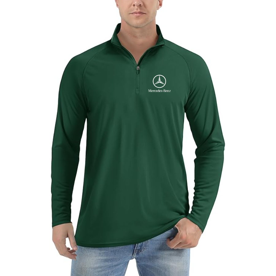 Men’s Mercedes-Benz Luxury Car - Lightweight Quarter-Zip Athletic Shirt – Long Sleeve Polyester Wear