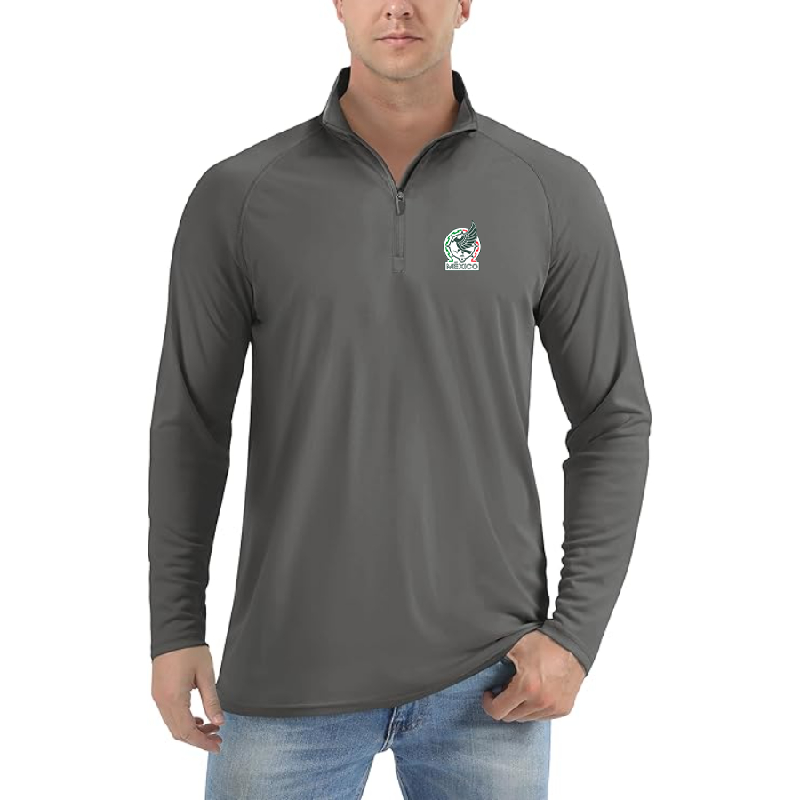 Men’s Mexico Soccer - Lightweight Quarter-Zip Athletic Shirt – Long Sleeve Performance Wear