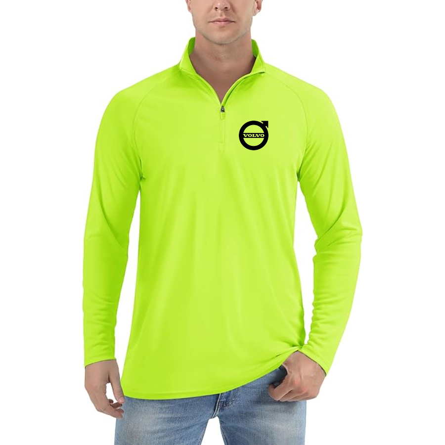 Men’s Volvo Car - Lightweight Quarter-Zip Athletic Shirt – Long Sleeve Polyester Wear