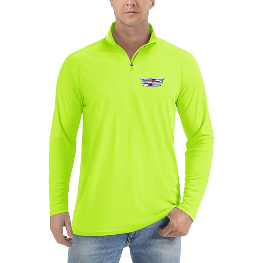 Men’s Cadillac Car - Lightweight Quarter-Zip Athletic Shirt – Long Sleeve Polyester Wear