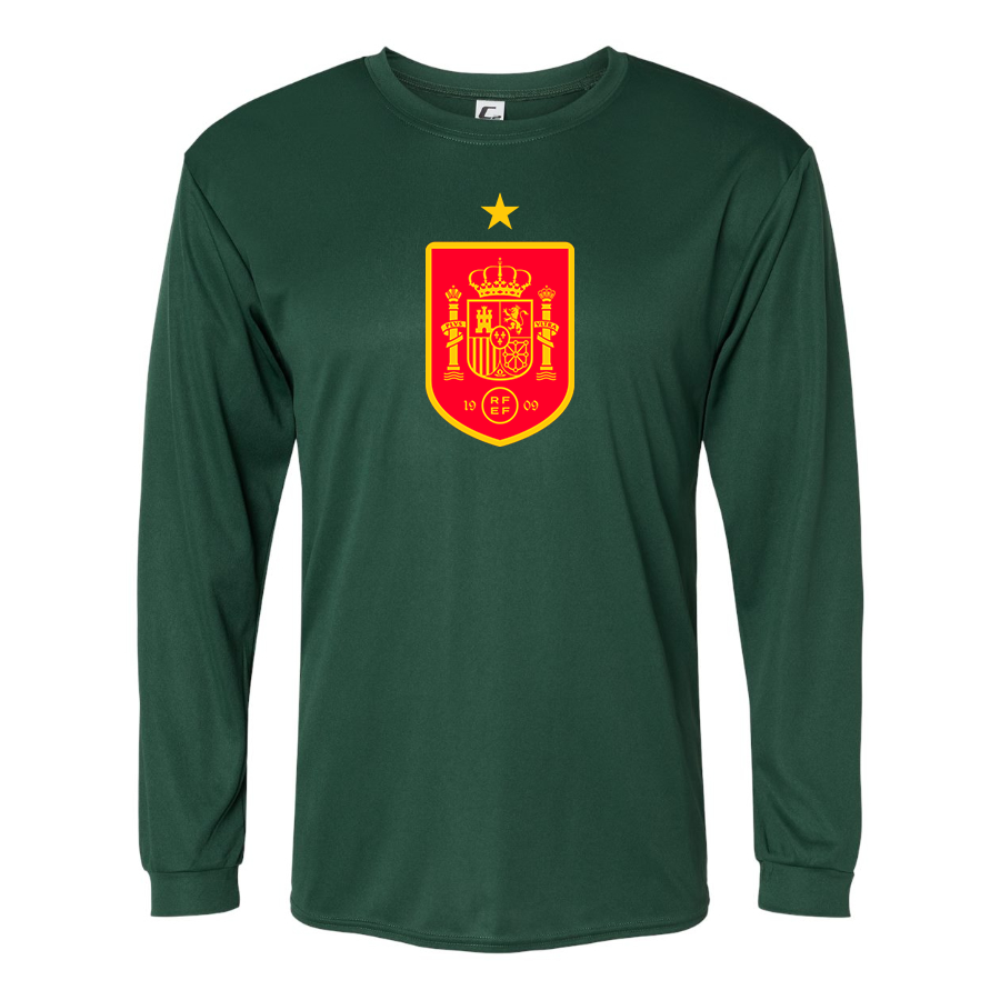 Men’s Spain Red Logo National Soccer Team - C2 Sport - Performance Long Sleeve T-Shirt - 5104