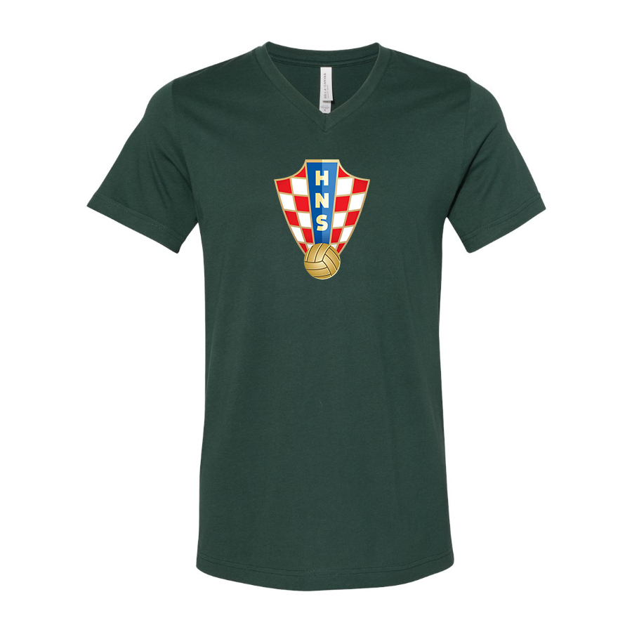 Men’s Croatia National Soccer Team - BELLA + CANVAS - Jersey V-Neck Tee - 3005