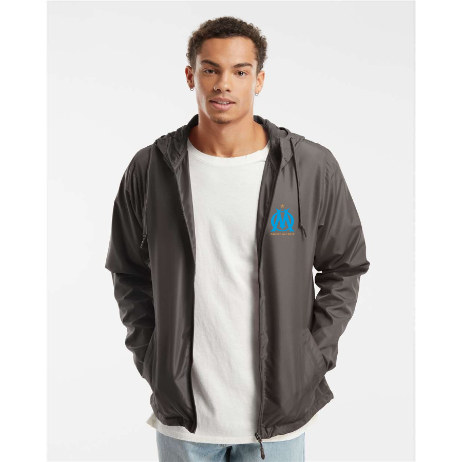 Men’s Olympique de Marseille FC   - Independent Trading Co. - Lightweight Windbreaker Full-Zip Jacket - EXP54LWZ