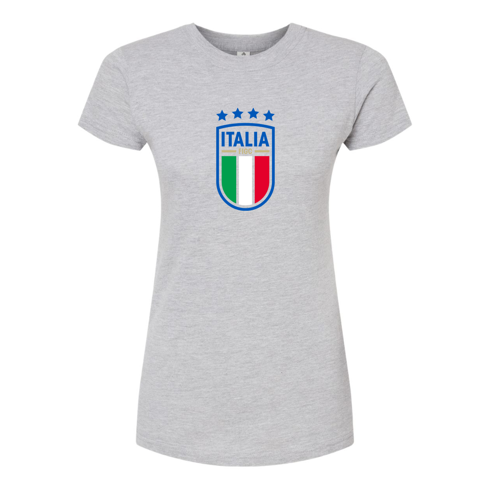 Women's Italy National Soccer Round Neck T-Shirt