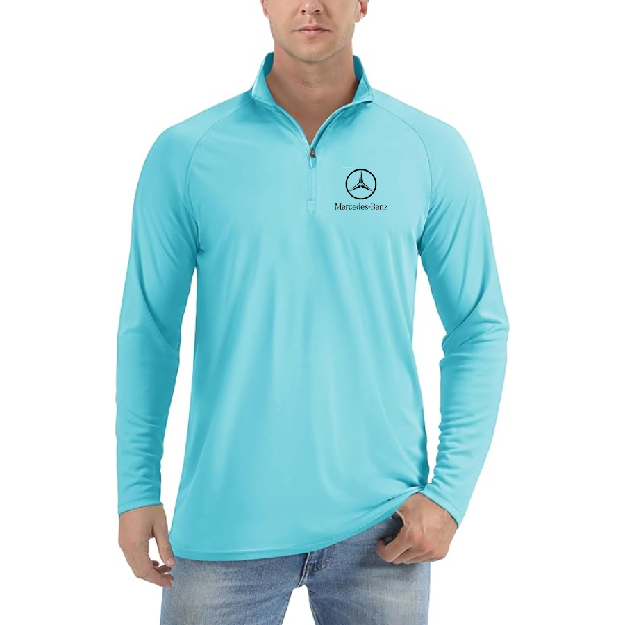 Men’s Mercedes-Benz Luxury Car - Lightweight Quarter-Zip Athletic Shirt – Long Sleeve Polyester Wear