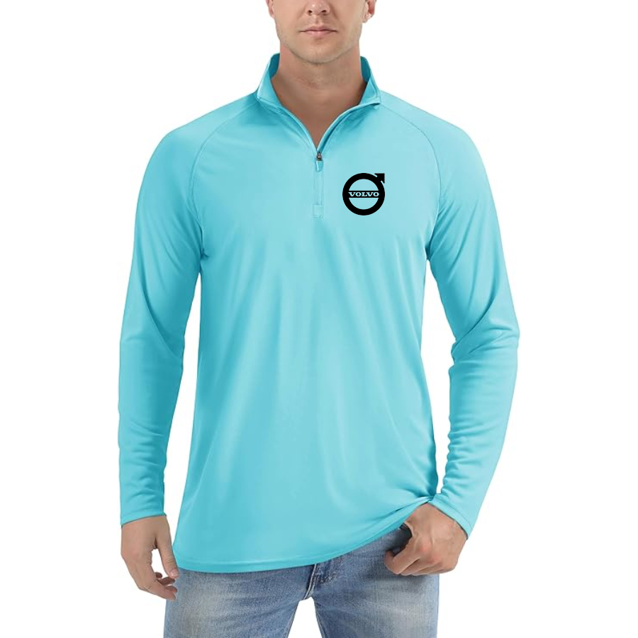 Men’s Volvo Car - Lightweight Quarter-Zip Athletic Shirt – Long Sleeve Polyester Wear